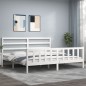 vidaXL Estructura de cama con cabecero madera maciza blanco 180x200 cm vidaXL Estructura de cama con cabecero madera maciza blanco 180x200 cm
