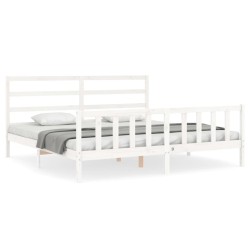 vidaXL Estructura de cama con cabecero madera maciza blanco 180x200 cm