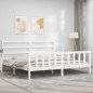vidaXL Estructura de cama con cabecero madera maciza blanco 180x200 cm vidaXL Estructura de cama con cabecero madera maciza blanco 180x200 cm