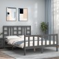 vidaXL Estructura cama de matrimonio con cabecero madera maciza gris vidaXL Estructura cama de matrimonio con cabecero madera maciza gris