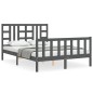 vidaXL Estructura cama de matrimonio con cabecero madera maciza gris vidaXL Estructura cama de matrimonio con cabecero madera maciza gris