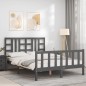 vidaXL Estructura cama de matrimonio con cabecero madera maciza gris vidaXL Estructura cama de matrimonio con cabecero madera maciza gris