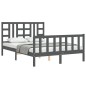 vidaXL Estructura cama de matrimonio con cabecero madera maciza gris vidaXL Estructura cama de matrimonio con cabecero madera maciza gris