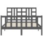 vidaXL Estructura cama de matrimonio con cabecero madera maciza gris vidaXL Estructura cama de matrimonio con cabecero madera maciza gris
