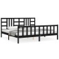 vidaXL Estructura de cama con cabecero madera maciza negro 200x200 cm vidaXL Estructura de cama con cabecero madera maciza negro 200x200 cm