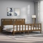 vidaXL Estructura cama y cabecero madera maciza marrón miel 200x200 cm vidaXL Estructura cama y cabecero madera maciza marrón miel 200x200 cm