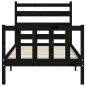 vidaXL Estructura de cama con cabecero madera maciza negro 90x190 cm vidaXL Estructura de cama con cabecero madera maciza negro 90x190 cm