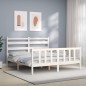 vidaXL Estructura de cama con cabecero madera maciza blanco 160x200 cm vidaXL Estructura de cama con cabecero madera maciza blanco 160x200 cm