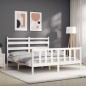 vidaXL Estructura de cama con cabecero madera maciza blanco 160x200 cm vidaXL Estructura de cama con cabecero madera maciza blanco 160x200 cm