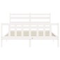 vidaXL Estructura de cama con cabecero madera maciza blanco 160x200 cm vidaXL Estructura de cama con cabecero madera maciza blanco 160x200 cm