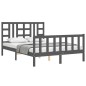 vidaXL Estructura de cama con cabecero madera maciza gris 160x200 cm vidaXL Estructura de cama con cabecero madera maciza gris 160x200 cm