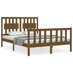 vidaXL Estructura cama y cabecero madera maciza marrón miel 120x200 cm