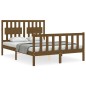 vidaXL Estructura cama y cabecero madera maciza marrón miel 120x200 cm vidaXL Estructura cama y cabecero madera maciza marrón miel 120x200 cm