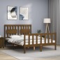 vidaXL Estructura cama y cabecero madera maciza marrón miel 120x200 cm vidaXL Estructura cama y cabecero madera maciza marrón miel 120x200 cm