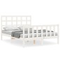 vidaXL Estructura cama de matrimonio con cabecero madera maciza blanco vidaXL Estructura cama de matrimonio con cabecero madera maciza blanco