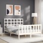 vidaXL Estructura cama de matrimonio con cabecero madera maciza blanco vidaXL Estructura cama de matrimonio con cabecero madera maciza blanco
