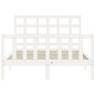 vidaXL Estructura cama de matrimonio con cabecero madera maciza blanco vidaXL Estructura cama de matrimonio con cabecero madera maciza blanco