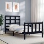 vidaXL Estructura de cama con cabecero madera maciza negro 90x190 cm vidaXL Estructura de cama con cabecero madera maciza negro 90x190 cm