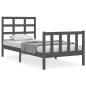 vidaXL Estructura de cama con cabecero madera maciza gris 100x200 cm