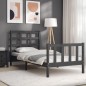 vidaXL Estructura de cama con cabecero madera maciza gris 100x200 cm