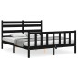vidaXL Estructura cama de matrimonio con cabecero madera maciza negro vidaXL Estructura cama de matrimonio con cabecero madera maciza negro