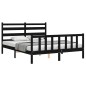 vidaXL Estructura cama de matrimonio con cabecero madera maciza negro vidaXL Estructura cama de matrimonio con cabecero madera maciza negro