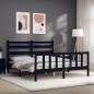 vidaXL Estructura cama de matrimonio con cabecero madera maciza negro vidaXL Estructura cama de matrimonio con cabecero madera maciza negro