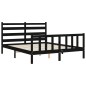 vidaXL Estructura cama de matrimonio con cabecero madera maciza negro vidaXL Estructura cama de matrimonio con cabecero madera maciza negro