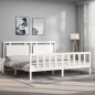 vidaXL Estructura de cama con cabecero madera maciza blanco 180x200 cm vidaXL Estructura de cama con cabecero madera maciza blanco 180x200 cm