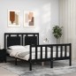 vidaXL Estructura cama de matrimonio con cabecero madera maciza negra