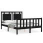 vidaXL Estructura cama de matrimonio con cabecero madera maciza negra