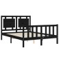 vidaXL Estructura cama de matrimonio con cabecero madera maciza negra