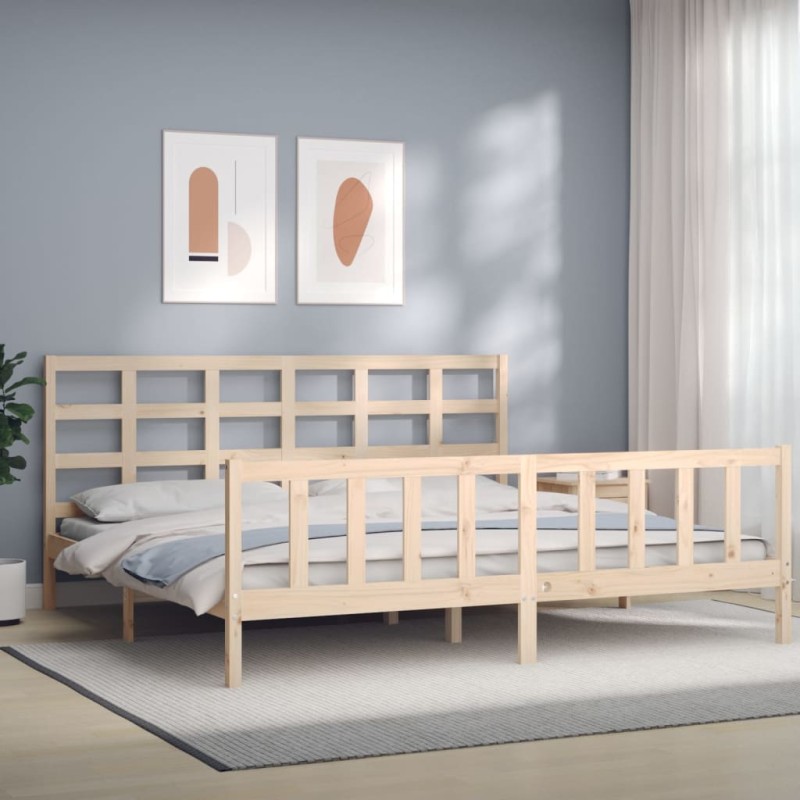 vidaXL Estructura de cama con cabecero madera maciza 200x200 cm vidaXL Estructura de cama con cabecero madera maciza 200x200 cm