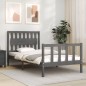 vidaXL Estructura de cama con cabecero madera maciza gris 100x200 cm vidaXL Estructura de cama con cabecero madera maciza gris 100x200 cm