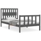 vidaXL Estructura de cama con cabecero madera maciza gris 100x200 cm vidaXL Estructura de cama con cabecero madera maciza gris 100x200 cm