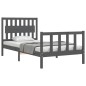 vidaXL Estructura de cama con cabecero madera maciza gris 100x200 cm vidaXL Estructura de cama con cabecero madera maciza gris 100x200 cm