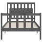 vidaXL Estructura de cama con cabecero madera maciza gris 100x200 cm vidaXL Estructura de cama con cabecero madera maciza gris 100x200 cm