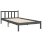 vidaXL Estructura de cama con cabecero madera maciza gris 100x200 cm vidaXL Estructura de cama con cabecero madera maciza gris 100x200 cm
