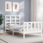 vidaXL Estructura de cama con cabecero madera maciza blanco 90x200 cm vidaXL Estructura de cama con cabecero madera maciza blanco 90x200 cm