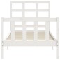 vidaXL Estructura de cama con cabecero madera maciza blanco 90x200 cm vidaXL Estructura de cama con cabecero madera maciza blanco 90x200 cm