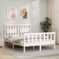 vidaXL Estructura de cama con cabecero madera maciza blanco 140x190 cm vidaXL Estructura de cama con cabecero madera maciza blanco 140x190 cm
