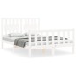 vidaXL Estructura de cama con cabecero madera maciza blanco 140x190 cm vidaXL Estructura de cama con cabecero madera maciza blanco 140x190 cm