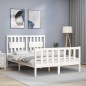 vidaXL Estructura de cama con cabecero madera maciza blanco 140x190 cm vidaXL Estructura de cama con cabecero madera maciza blanco 140x190 cm