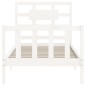 vidaXL Estructura de cama con cabecero madera maciza blanco 90x200 cm