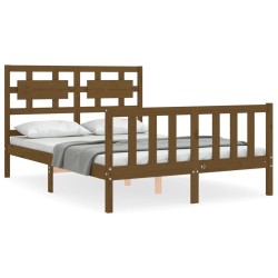 vidaXL Estructura cama y cabecero madera maciza marrón miel 120x200 cm