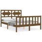 vidaXL Estructura cama y cabecero madera maciza marrón miel 120x200 cm