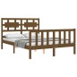 vidaXL Estructura cama y cabecero madera maciza marrón miel 120x200 cm
