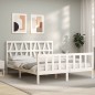 vidaXL Estructura de cama con cabecero madera maciza blanco 160x200 cm vidaXL Estructura de cama con cabecero madera maciza blanco 160x200 cm