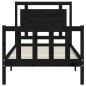 vidaXL Estructura de cama con cabecero madera maciza negro 90x190 cm
