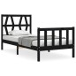 vidaXL Estructura de cama con cabecero madera maciza negro 100x200 cm vidaXL Estructura de cama con cabecero madera maciza negro 100x200 cm